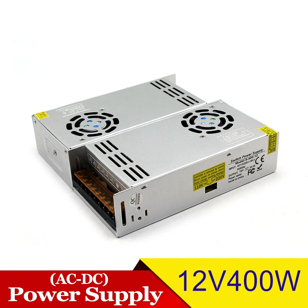 12V DC источник питания 33A 400W светодиодный трансформатор 110v 220v AC к DC12V SMPS для USB