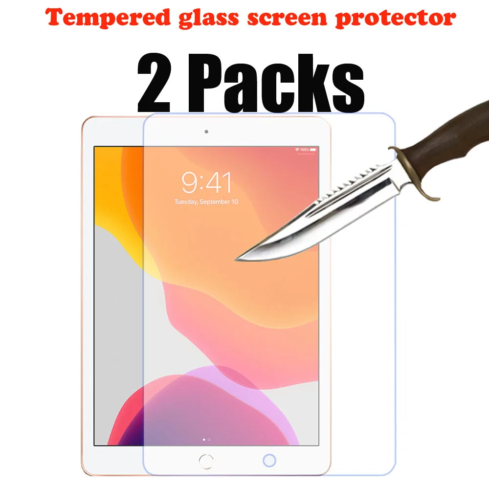 

2 Packs tempered glass screen protector for iPad 10.2 2021 9th 8th 7th generation apple ipad protective screen film A2603 A2604