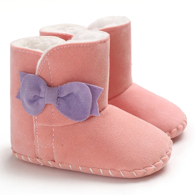 Зимние ботинки с бантом для новорожденных девочек зимние принцессы обувь первых