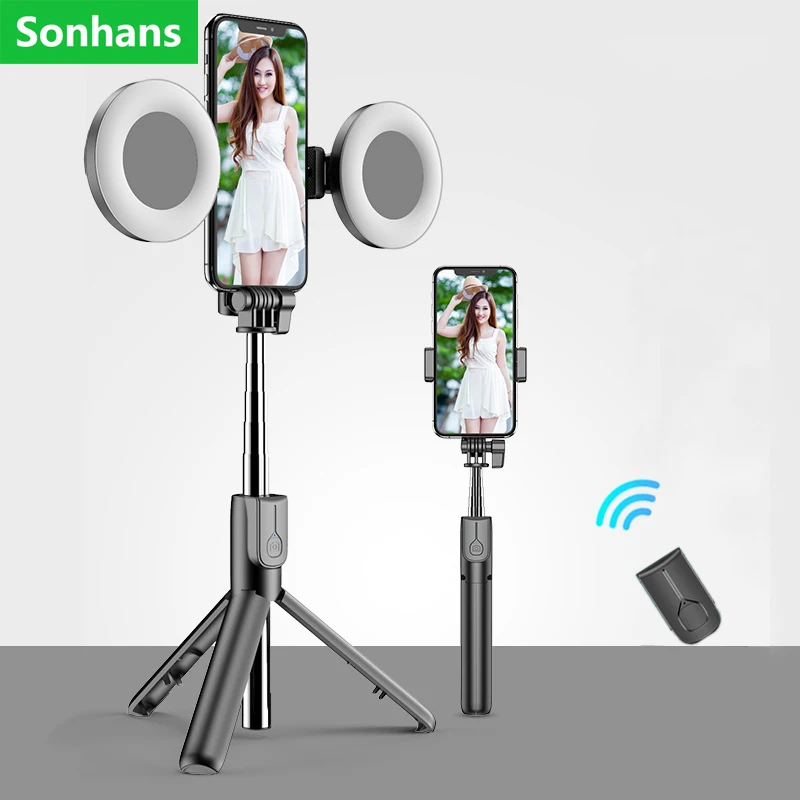 

Wireless Bluetooth Selfie Stick With Led Ring Light 360° Foldable Handheld Tripod For Ios Samsung Android Live-Streaming Monopod