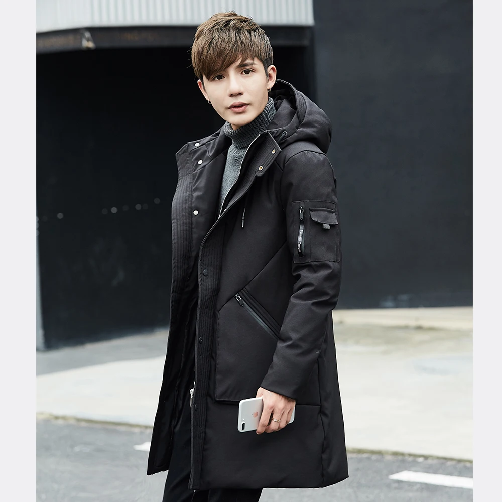 

YAYA Plus Thickness Men Winter Duck Down Jacket Long Type Outdoor Camping Hiking Trekking Travel Warm Clothes Ultralight Hooded