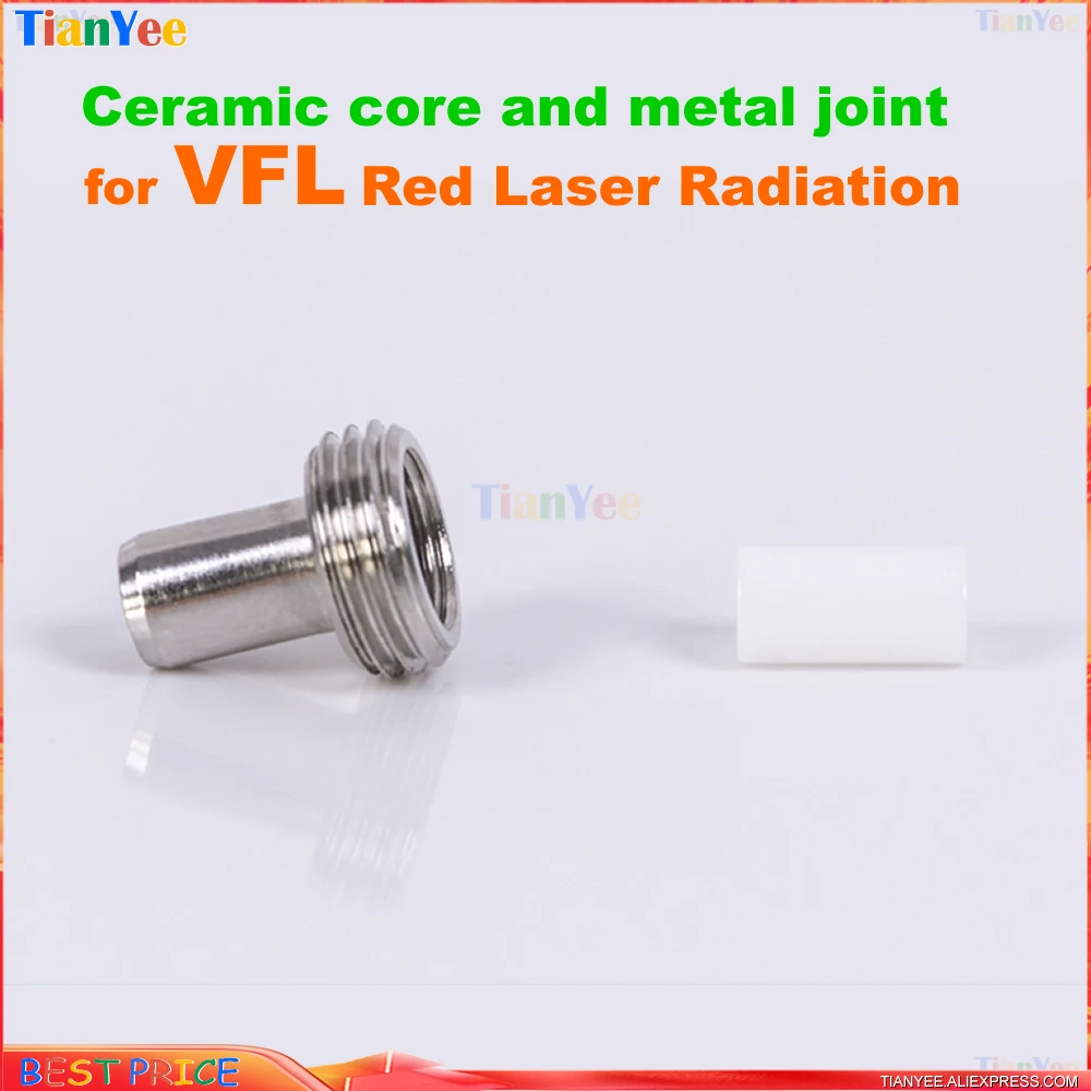 7mm 5mm VFL Spare Part Visual Fault Locator Ceramica Sleeve Accessory Fiber Tester Ceramic Core and Metal joint connector x2pcs