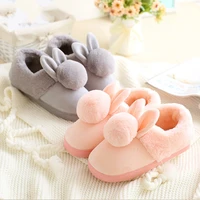 winter women coverfoot home cotton slippers rabbit appliques flat house floor non slip sole leisure casual shoes ladies whosale