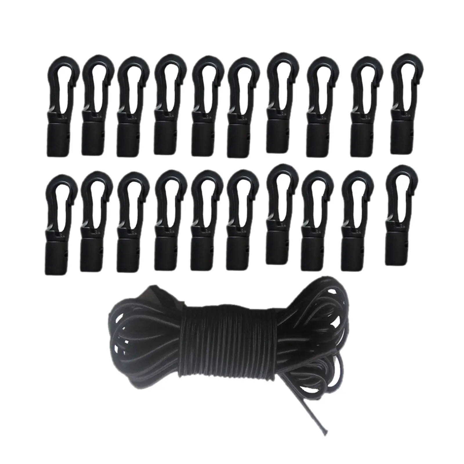 

Nylon Rope with 20pcs Cord Clips for Kayak Camping Activities