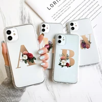 for iphone 11 pro 12 pro max case letters a z cases for iphone xs max x xr 7 8 plus 6 6s iphone12 mini shell flower funda cover