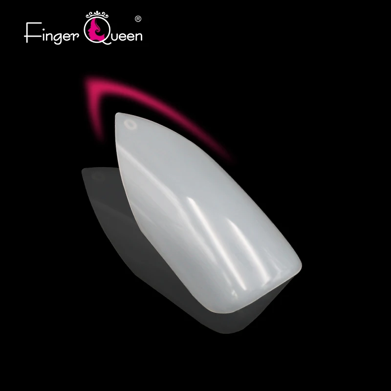 Fingerqueen 100 шт+ коробка длинный миндаль чистый АБС-пластик гвозди полное покрытие на шпильке, с острым накладными наконечниками искусственные