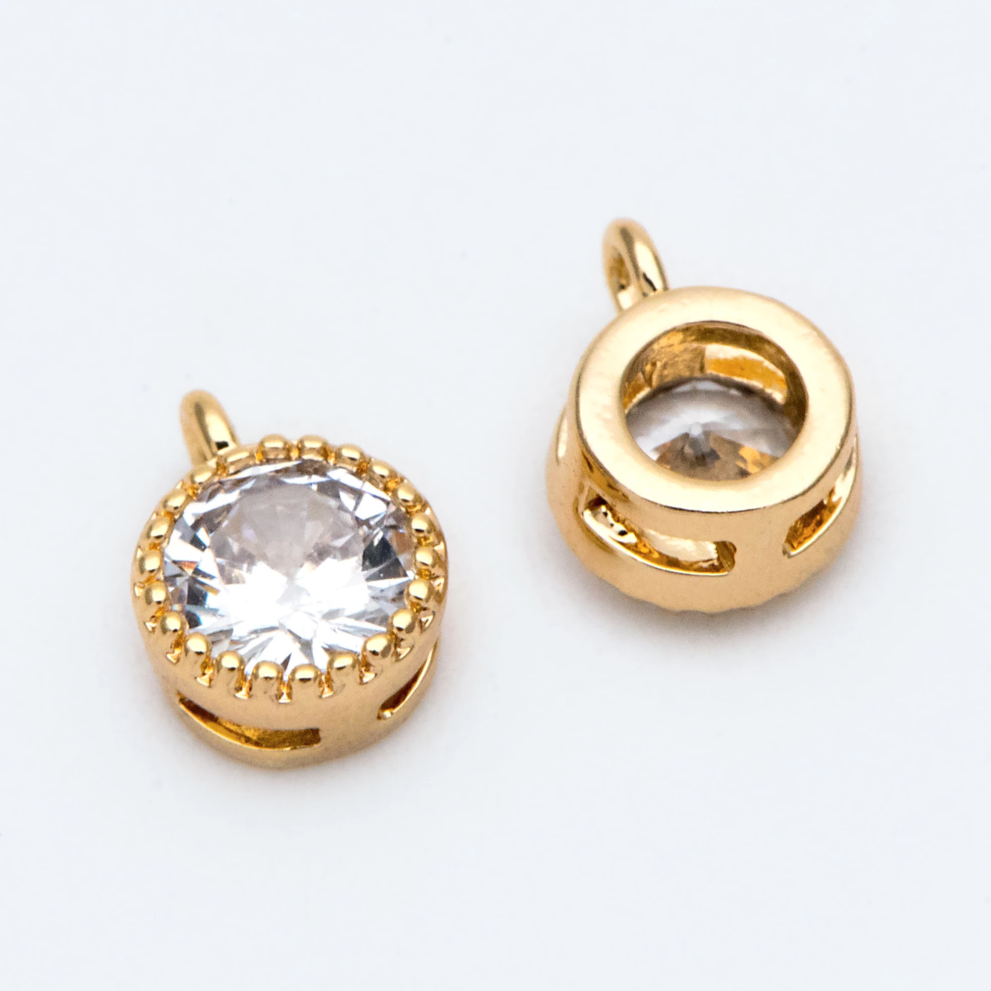 

10pcs Little Cubic Circonia Charm, Cubic Zirconia Stone Gold CZ Pendant (GB-2160)