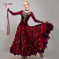 cacare luxury ballroom dance competition dresses tango waltz dress flamenco standard dance dresses d0728 big sheer hem
