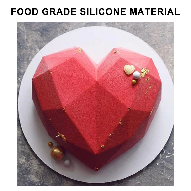 Силиконовые 3D алмаз любящее сердце Форма пресс-формы для выпечки губка шифон