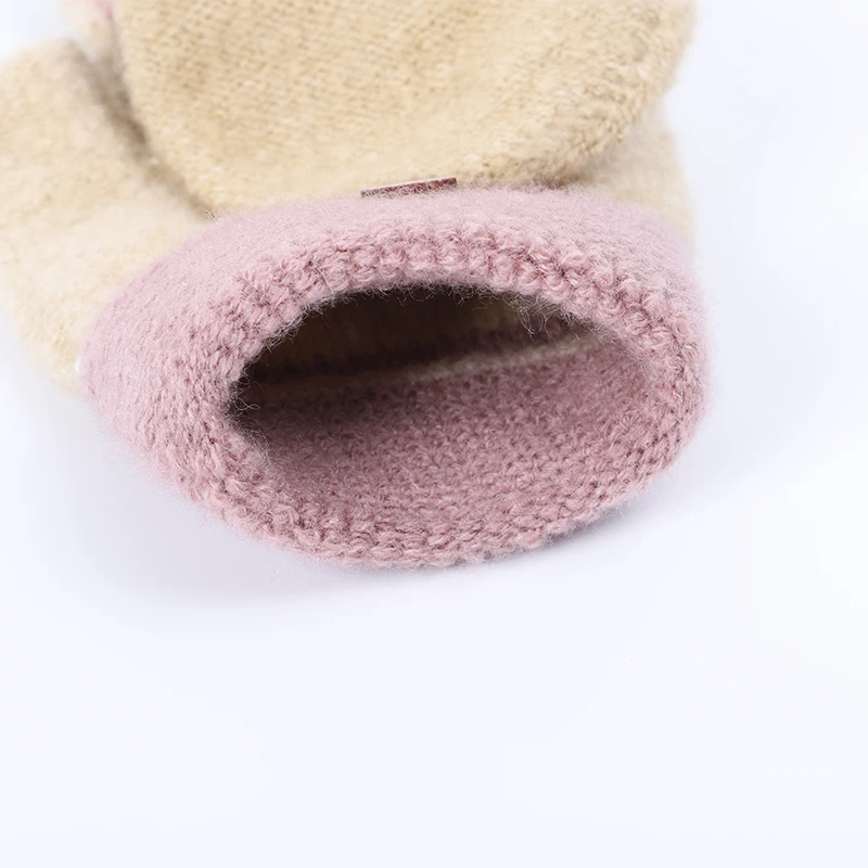 2019 зимние милые перчатки длинные вязаные варежки плюс бархатные мягкие двойного