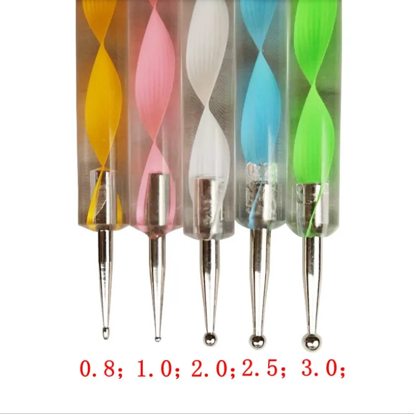 5 шт. упак. Профессиональный инструмент для дизайна ногтей 2 сторонняя ручка