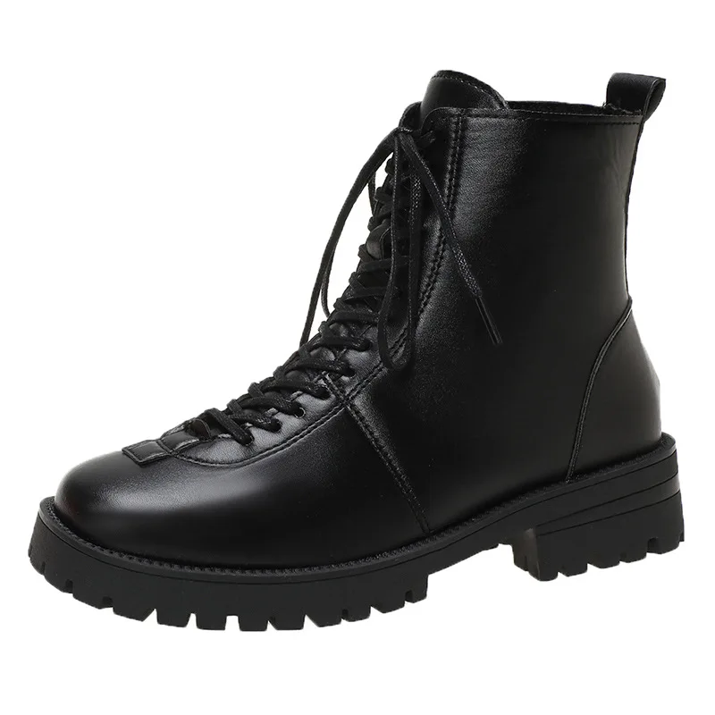 

Fashion simple women's shoes black short tube Martin boots versatile temperament