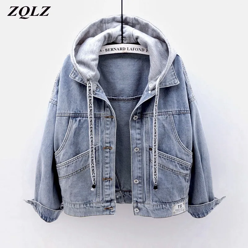 Женская джинсовая куртка ZQLZ повседневная короткая демисезонная уличная с