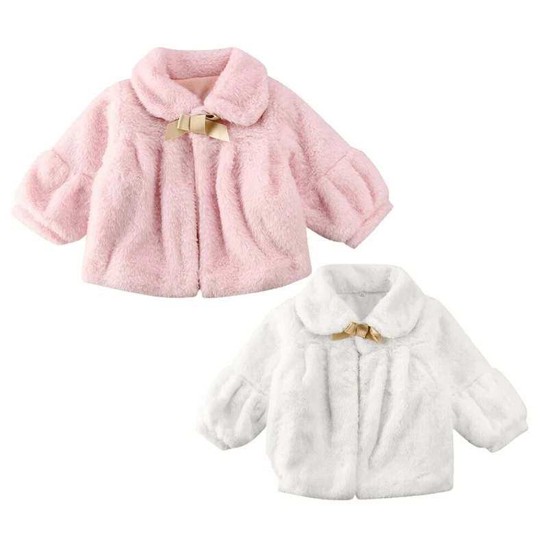 Пальто для новорожденных девочек пушистое пальто Детская куртка маленьких
