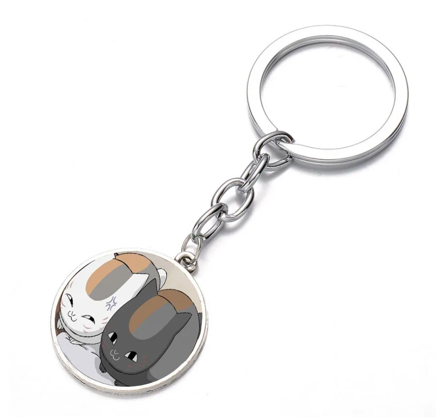 

Japan anime Natsume Yuujinchou Keychain Glass Dome Key Chain Bag Charm Keyring Holder Kids boy girl Pendant