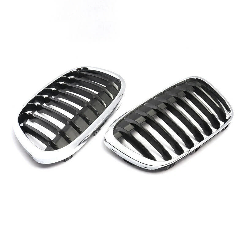 

Car Chrome+Black Front Kidney Grille Grill Fit For-BMW F48 F49 X1 X-Series 2016-2017 51117383365 51117383366