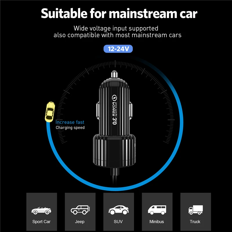 Автомобильное зарядное устройство Lovebay мини-USB-адаптер со светодиодным дисплеем