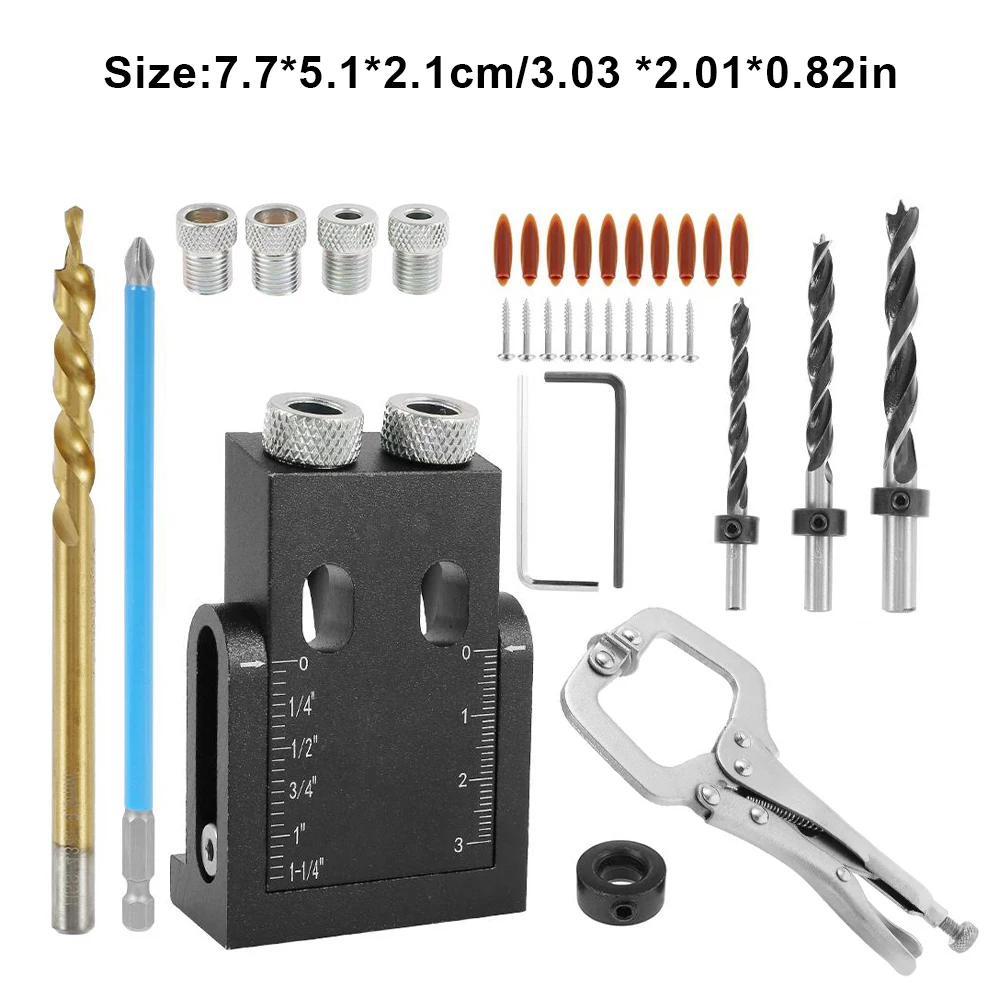 

39PCS Woodworking 15 Degree Oblique Hole Locator Wooden Board Connection Installation Tool Drill Angle Guide Locator Jig Kit