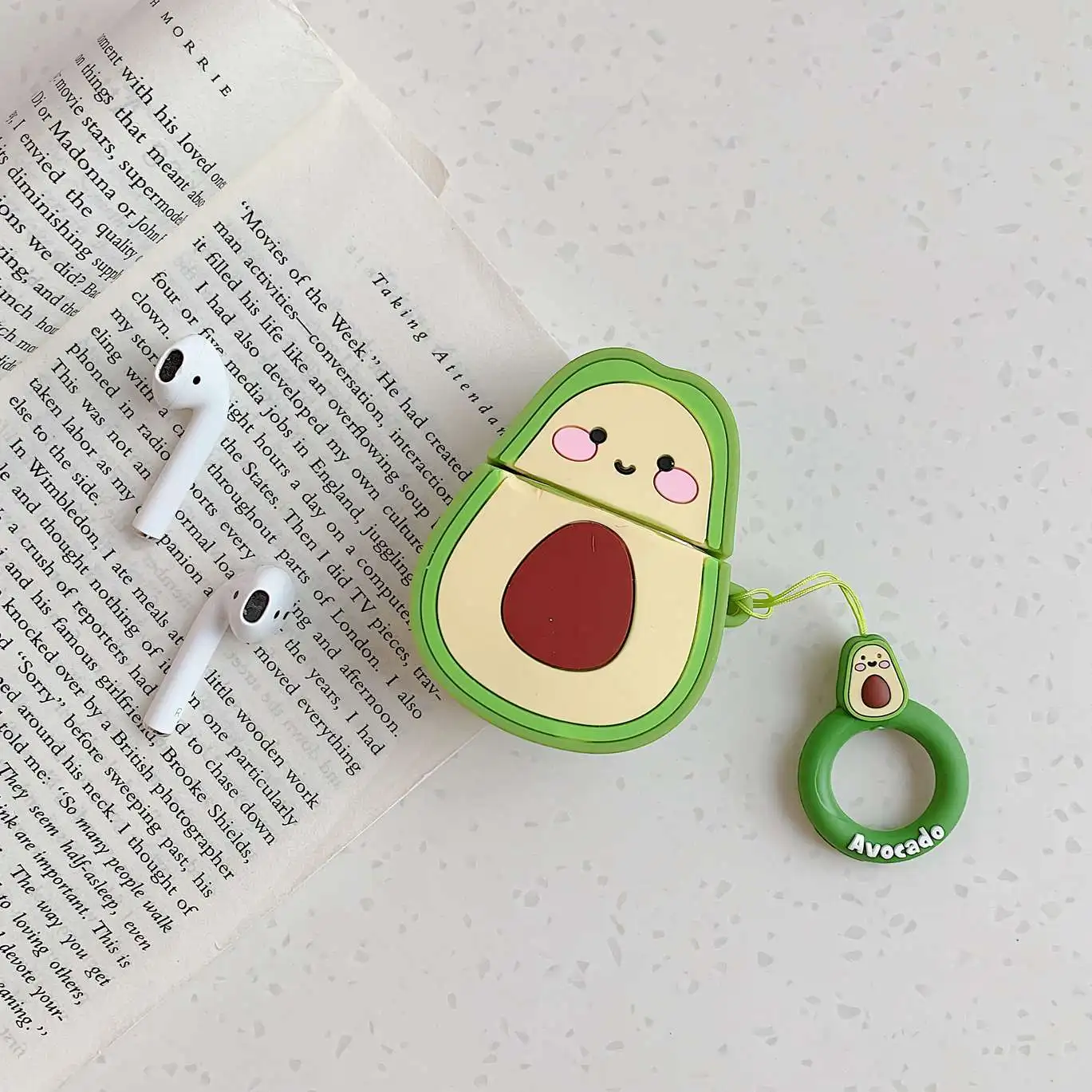 Z2 Чехол для AirPods с милым рисунком персика авокадо, с петлей, мультяшный чехол для беспроводных наушников Air pods2, силиконовый чехол для наушников - Цвет: Z2