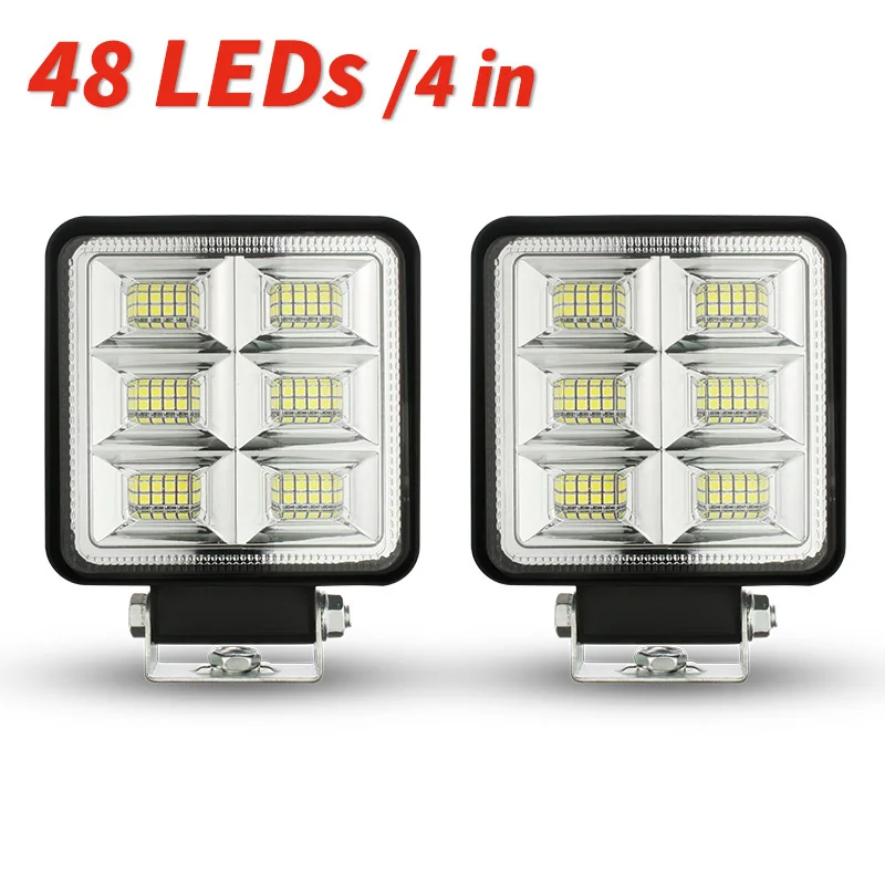 

144W 4inch Car Spotlights 24v 12v Reversing Reflector Lamps For 4x4 Truck FSO Led Work Light 48LEDs