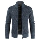 Мужской трикотажный кардиган, повседневный теплый свитер на молнии с длинным рукавом, 2021