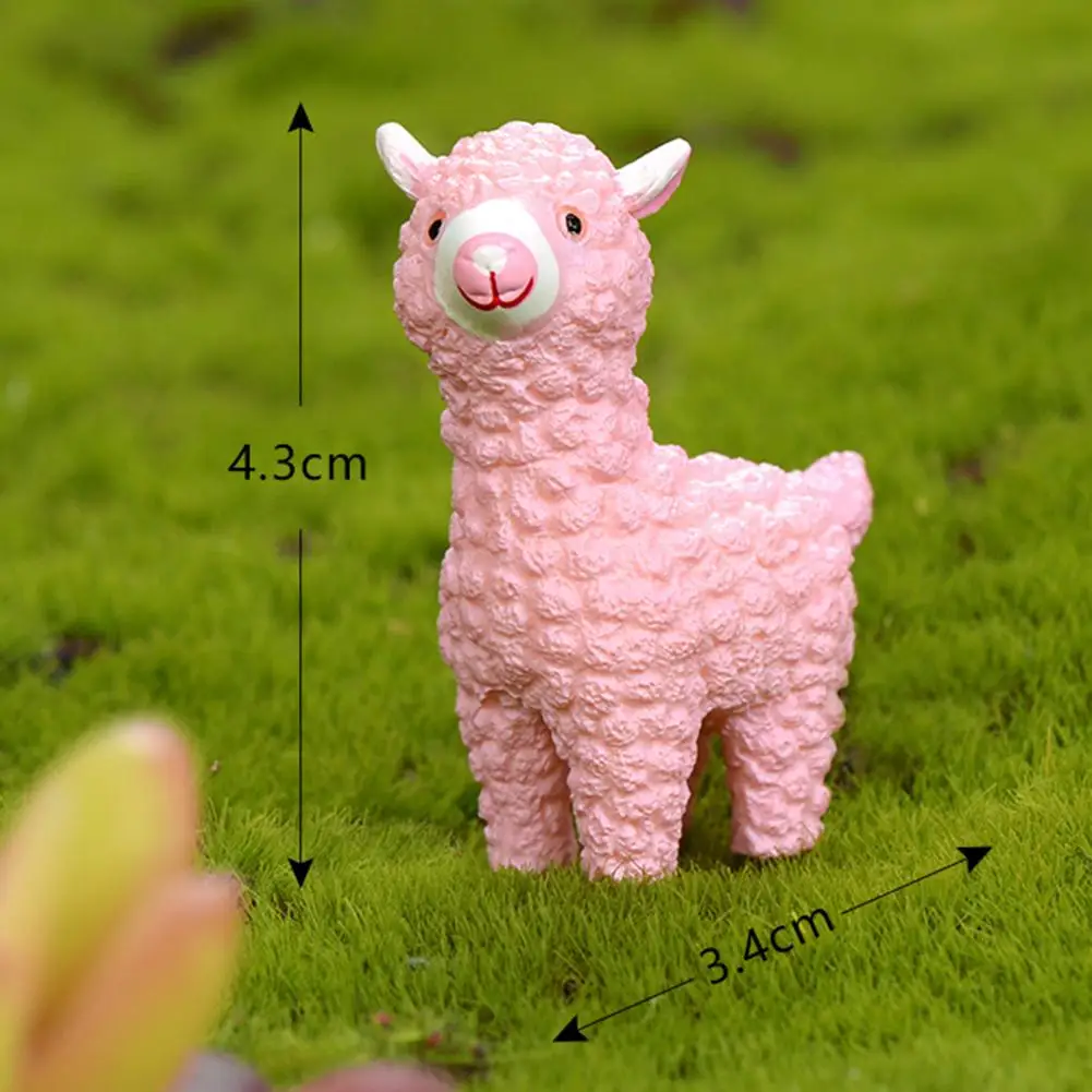 

HOT SALESCute Mini Alpaca Sheep Model Miniatures Doll House Succulents Landscape Decor