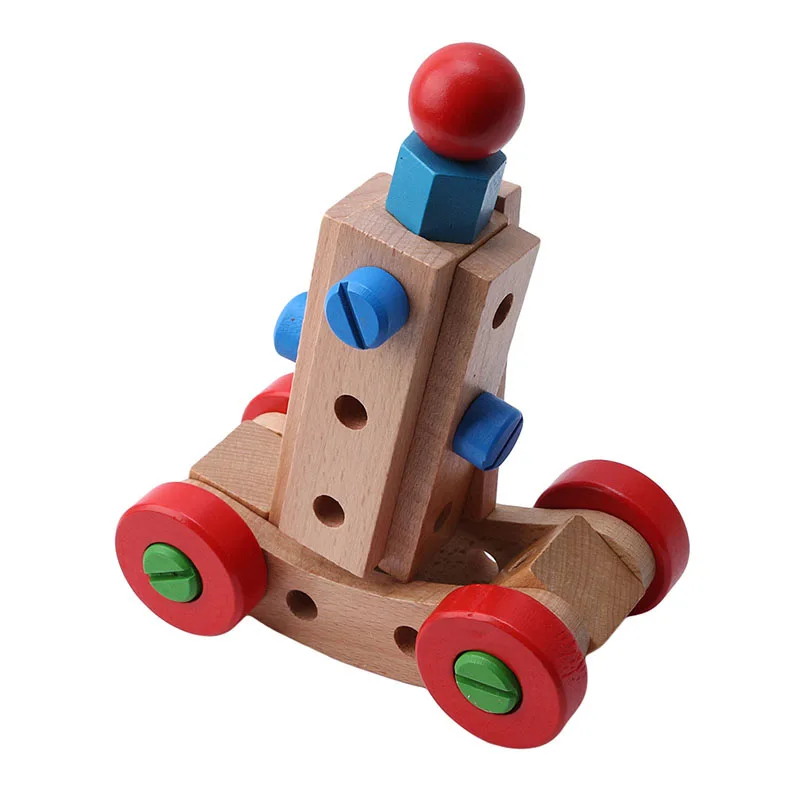

Wooden Assemble Disassemble 31 Pieces DIY Changeable Nut Building Blocks Car Nut And Screw Learning Education Toys