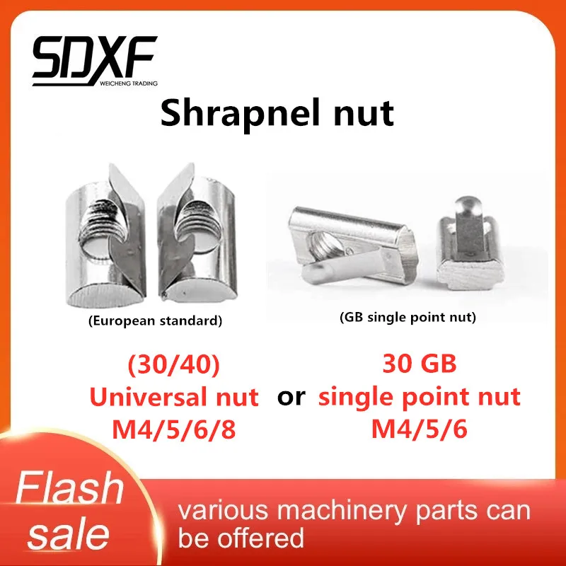 Европейский Стандартный алюминий аксессуары для профиля гайка Shrapnel