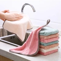 3pcs large coral velvet scouring pad non stick oil thickened double sided dishwashing cloth strong absorbent kitchen supplies