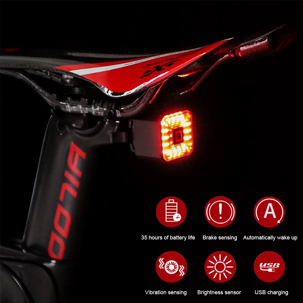 

Upgrade Smart Bicycle Light Rear Taillight Rechargeable Smart Brake Sensing Light Waterproof Bike Safety Light