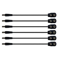 6 pcs 9v battery clip converter power cables snap connector dc 2 1 5 5mm plug for guitar effect pedal power supply cable