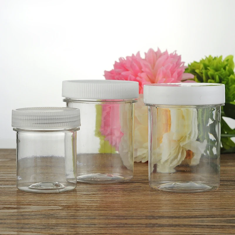 20pcs 120g 200g 400g Travel Empty Transparent PS Plastic Jar Container , Powder Pot Tin , Cream Bottle Can Cosmetic Packaging