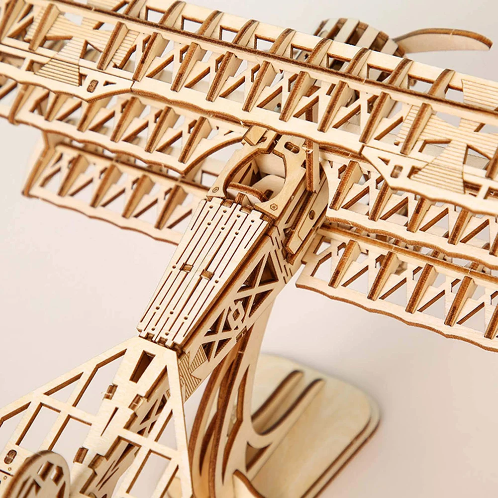 

145pcs Wooden 3D Retro Airplane Jigsaw Mechanical Model Puzzle Kids Assembly Toy Building Kits Toys for Children Birthday Gifts