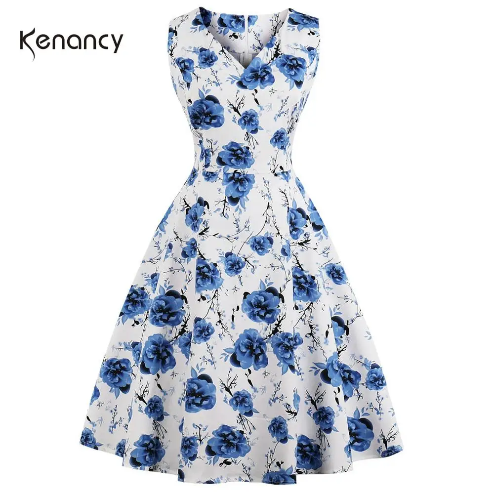 Женское платье с цветочным принтом Kenancy винтажное трапециевидной формы в стиле