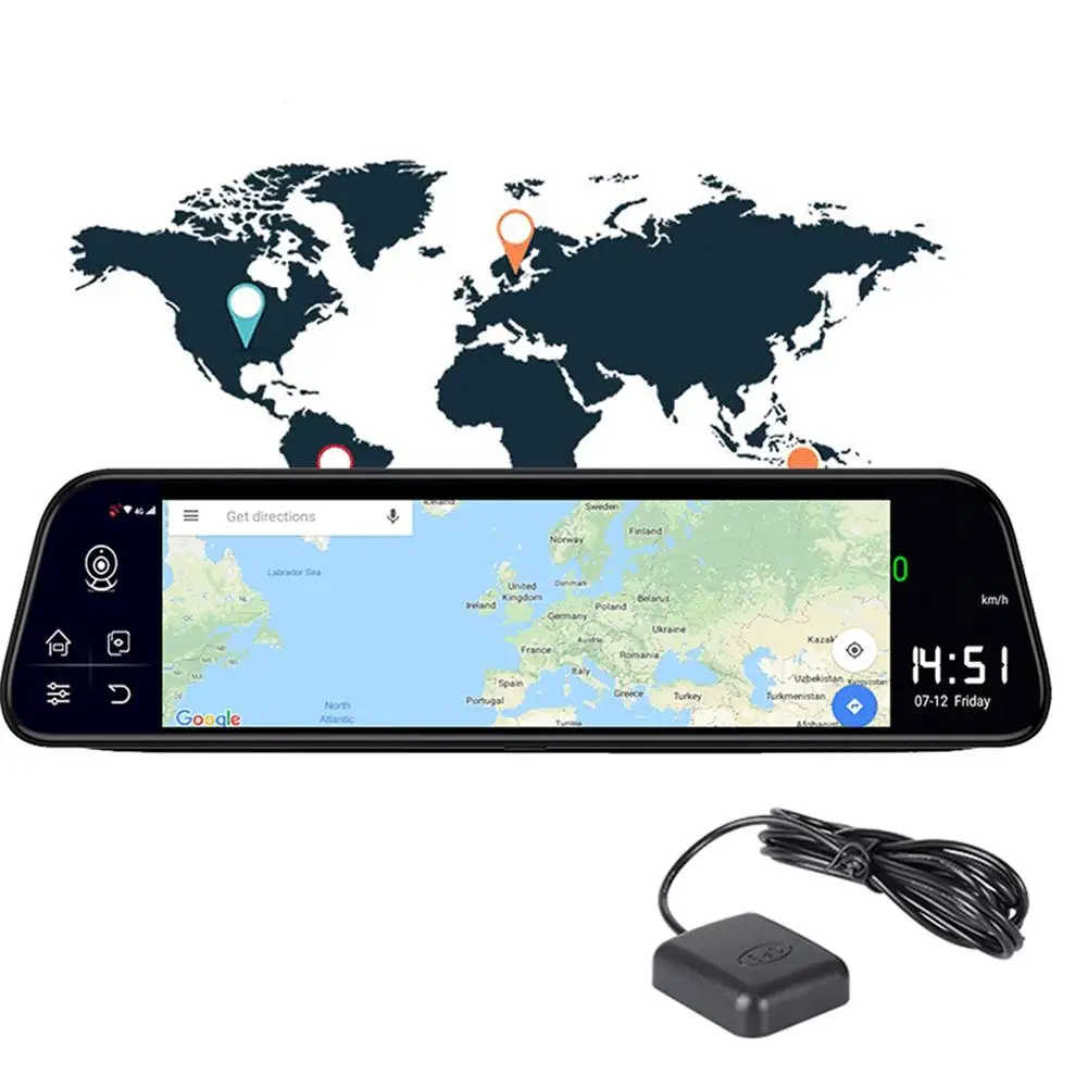 4G Android 8 1 9 66 дюймов видеорегистратор ADAS Wi-Fi Двойная Запись видео 1080P объектив RAM2G