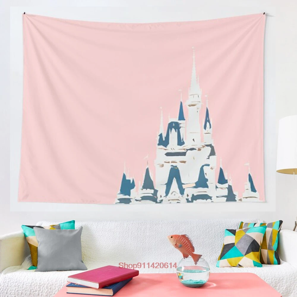 

Magic Castle Millennial Pink tapestry Mosaic Style Hippie Boho Wall Tapestries Mandala Fabric Mat Living Room Decor