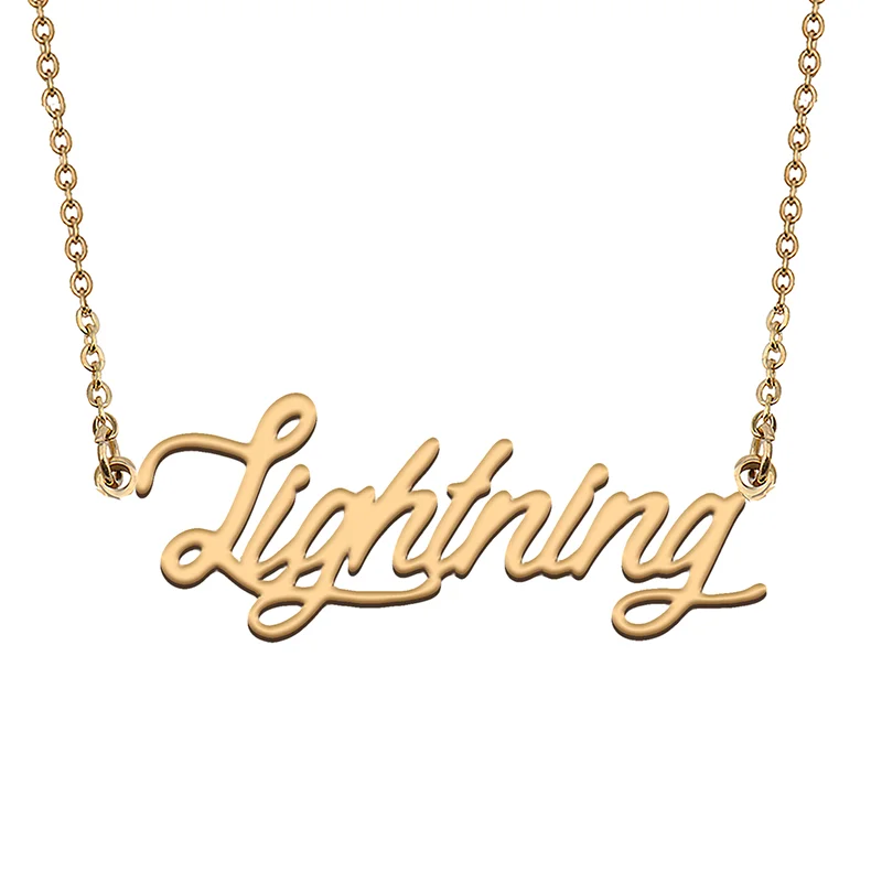 Lightning Custom Name Necklace Customized Pendant Choker Personalized Jewelry Gift for Women Girls Friend Christmas Present