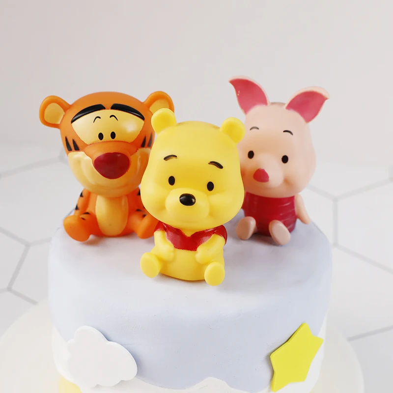 Cute Cartoon pink pig tiger and yellow bear Happy Birthday Cake Topper Decoration for Party Supplies Boy Girl Baking Love Gifts |