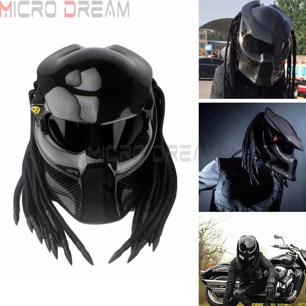 Шлем мотоциклетный Железный Воин шлем на все лицо из углеродного волокна черный