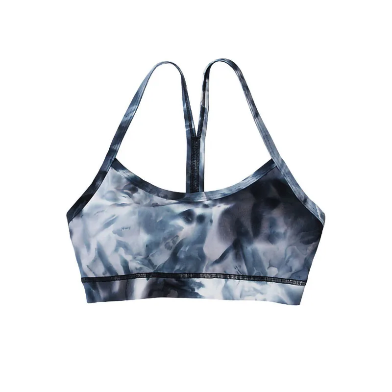 

NORMOV New Tie Dye Fitness Bras Women Print Elastic Push Up Bras Woman High Wasit Slim Workout Underwear Sexy Female Tops