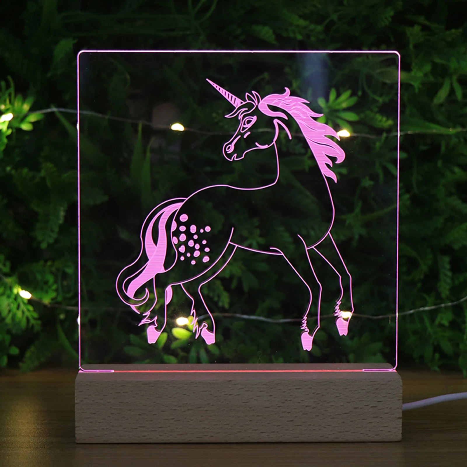 

USB Charging Night Light Animal Shape Night Lamp Wooden Base Warm White Night Light For Baby Kid Bedroom Lighting Bedside Lamp