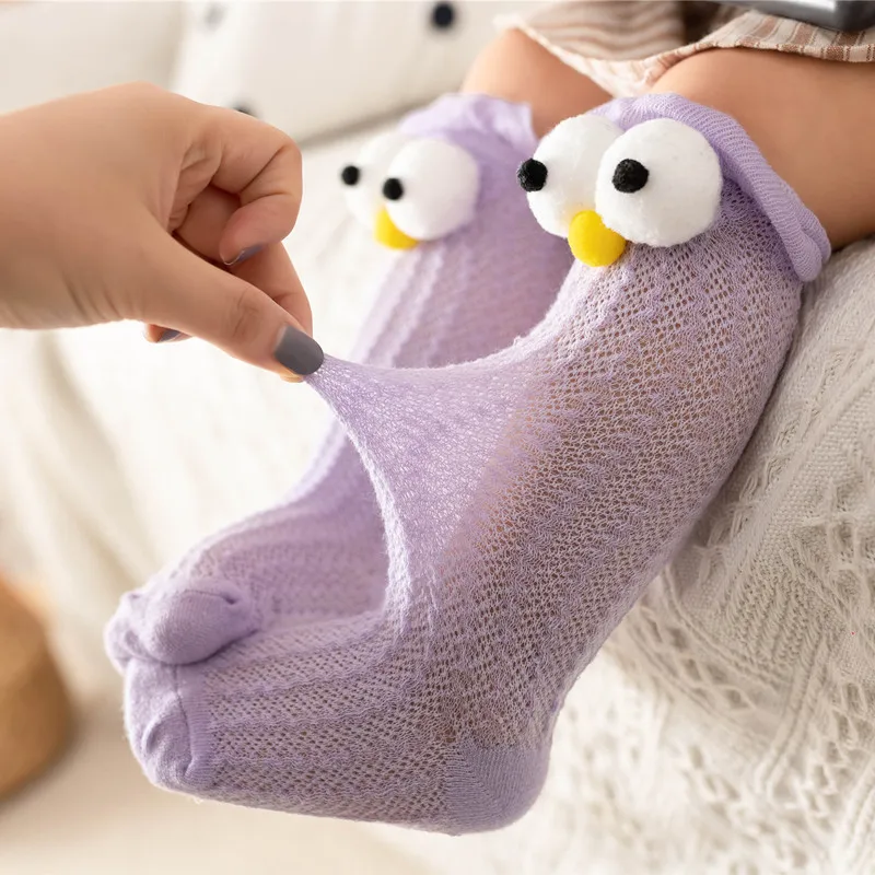 Calcetines finos de verano para ni&ntilde;os, a prueba de mosquitos, vers&aacute;tiles, ojos grandes-0