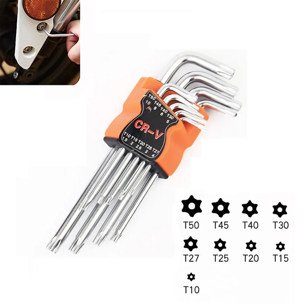 

9pcs Double-End Screwdriver Tamper Proof Torx Star Wrench Hex Key Set Chrome Vanadium Steel Hand Tools Parts Accessories