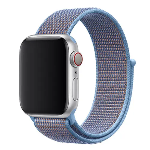 Cerulean Нейлоновый спортивный бесшовный ремешок для наручных часов Apple Watch, ремешок 42 мм, 38 мм и нержавеющая сталь металлический корпус 44 мм/40 мм наручных часов iWatch, 5/4/3/2/1 браслет, ремешок на запястье для наручных часов аксессуары - Цвет ремешка: Cerulean