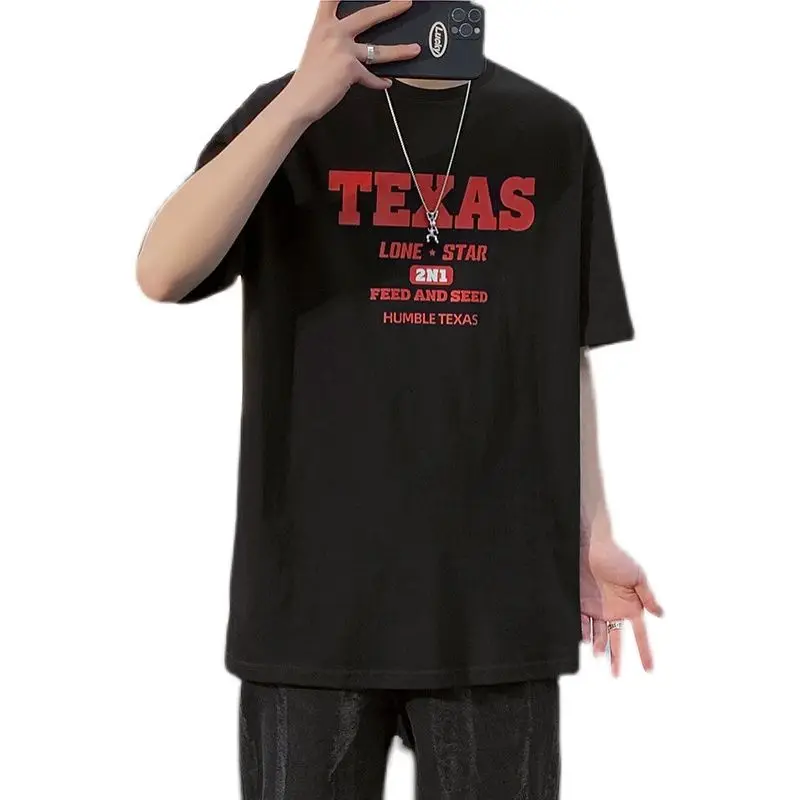 

Short Sleeve ins Tide Brand Printed Letters Summer Male Casual Shirt Sports Wild T-shirt Men's Clothes Tshirt Harajuku Tops