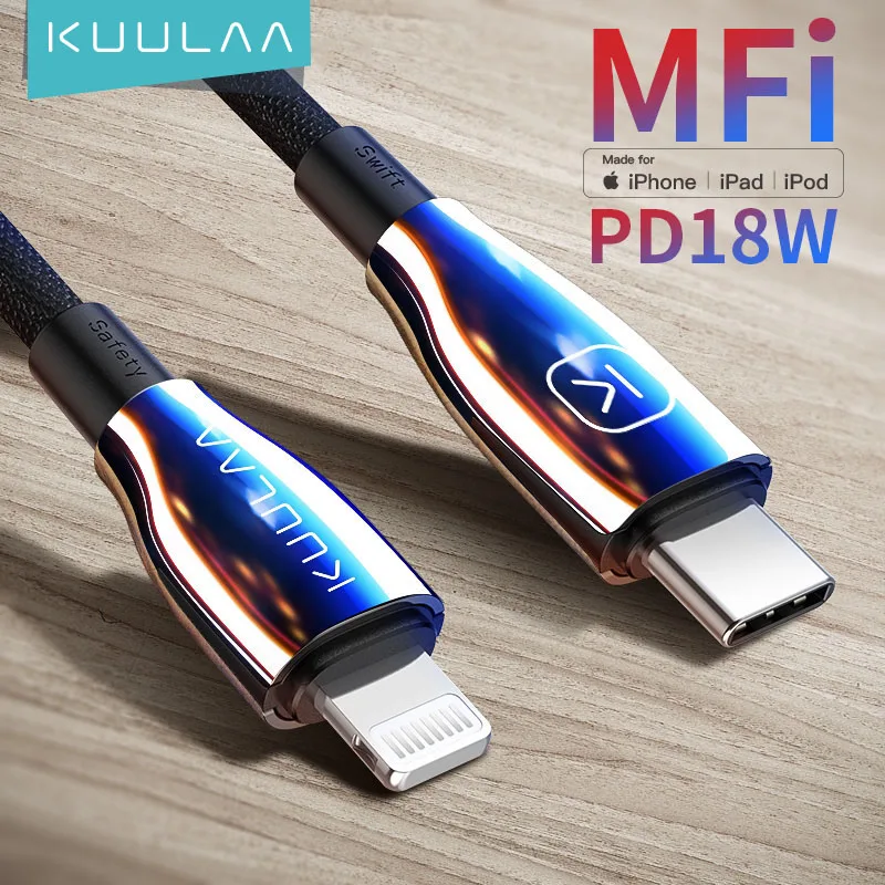 

KUULAA USB C to Lightning Cable MFi PD For iPhone 11 Pro Max X XS 8 XR 18W Fast Charging Type C Cable For Macbook iPad Pro 12.9