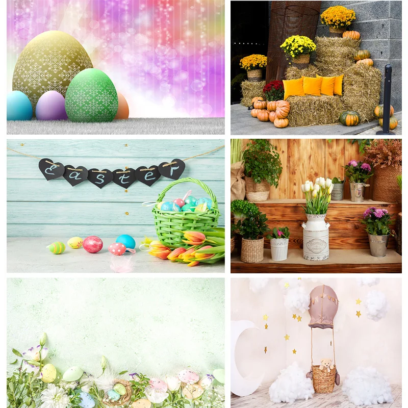 

Easter Eggs Rabbit Photography Backdrops Photo Studio Props Spring Flowers Child Baby Portrait Photo Backdrops 21318FH-35