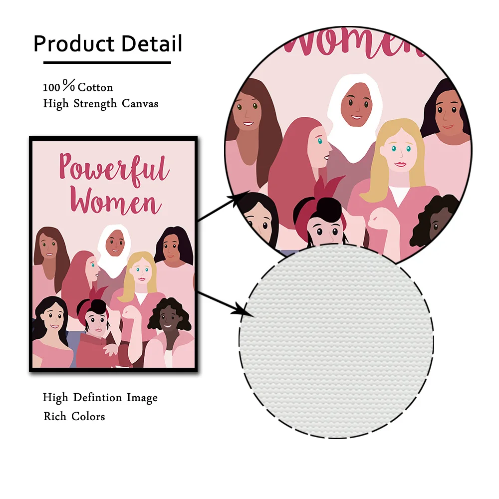 Женского плакат для детской арт Для женщин Мощность ручной Wall Art Холст Живописи