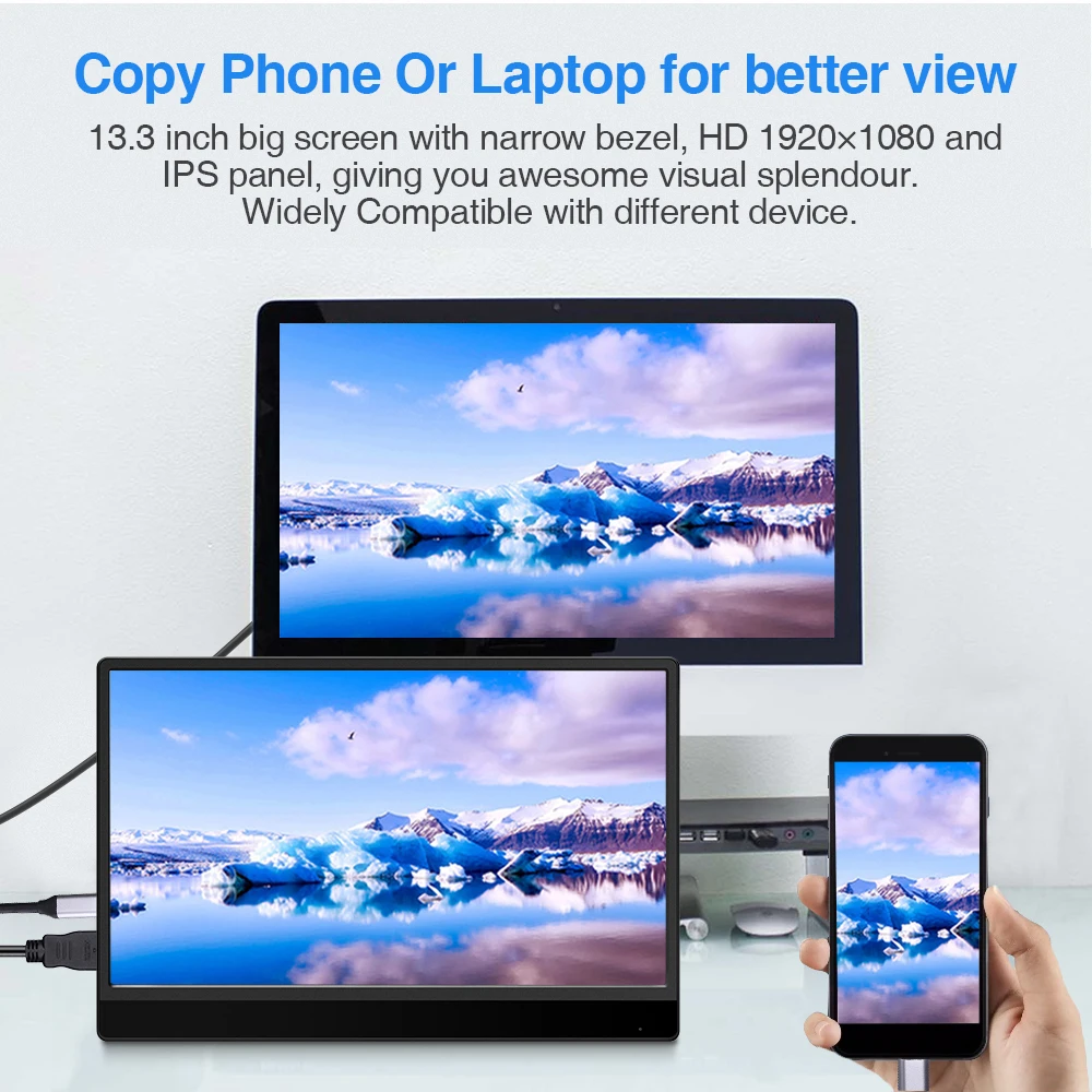 Eyoyo 12 5 &quot13 3&quot 15 6 &quotкабель с разъемом типа C USB HDMI DP 1080P 4K Ультра тонкий Портативный