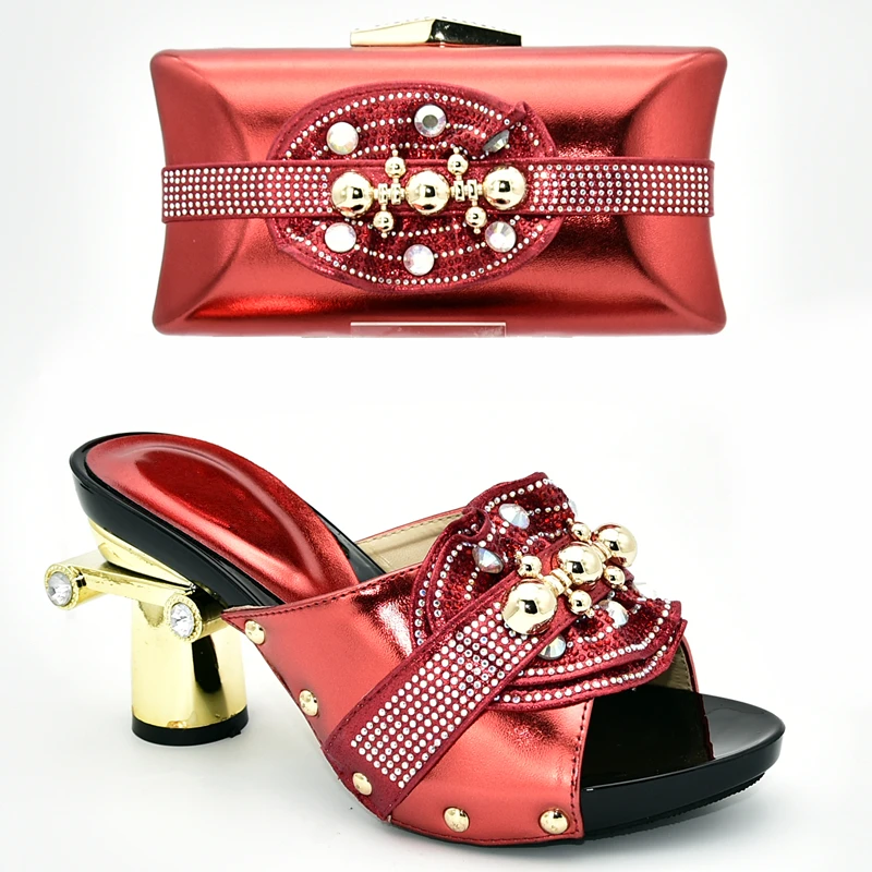 Розовые африканские подходящие туфли и сумки итальянские женские нигерийские